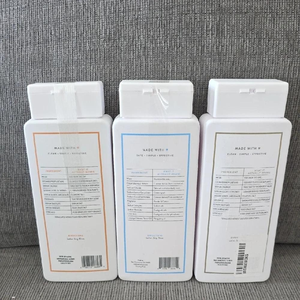 Three‎ Bottles Of Native Body Wash, 18floz. Each, All New, Variety Of Scents